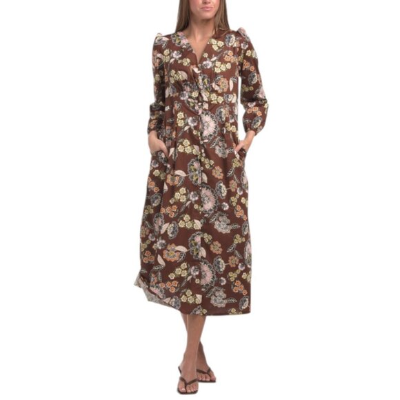 LA PICCOLA CREATIVA Made In Italy Long Sleeve Floral Maxi Dress - Picture 1 of 3